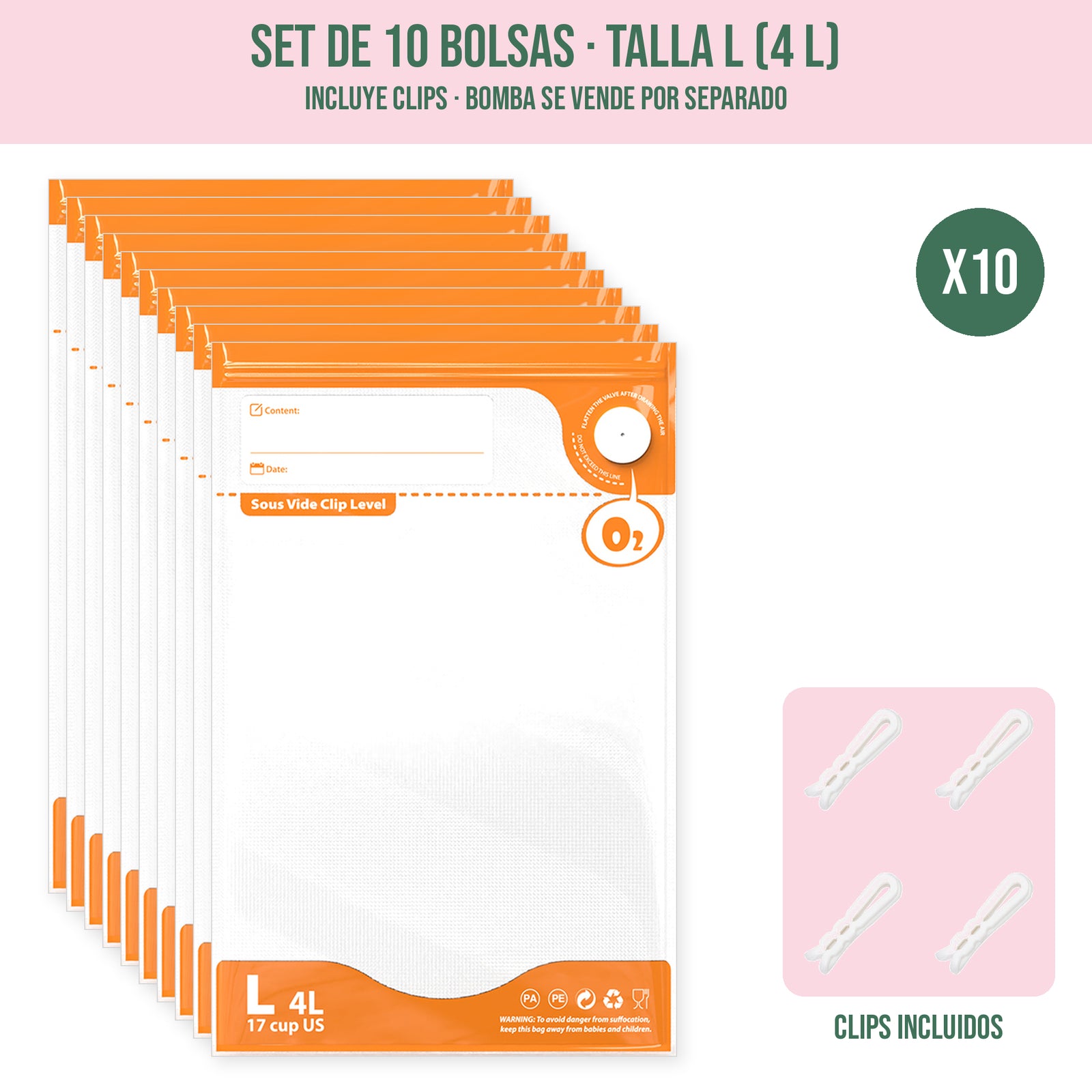 Bolsas al vacío reutilizables Friska – Set de 10