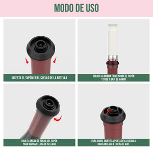 Set Válvula Botella de Vino al Vacio